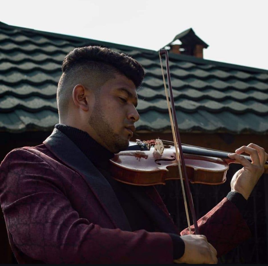 Violinista eléctrico de Golden Artists en el show de una boda